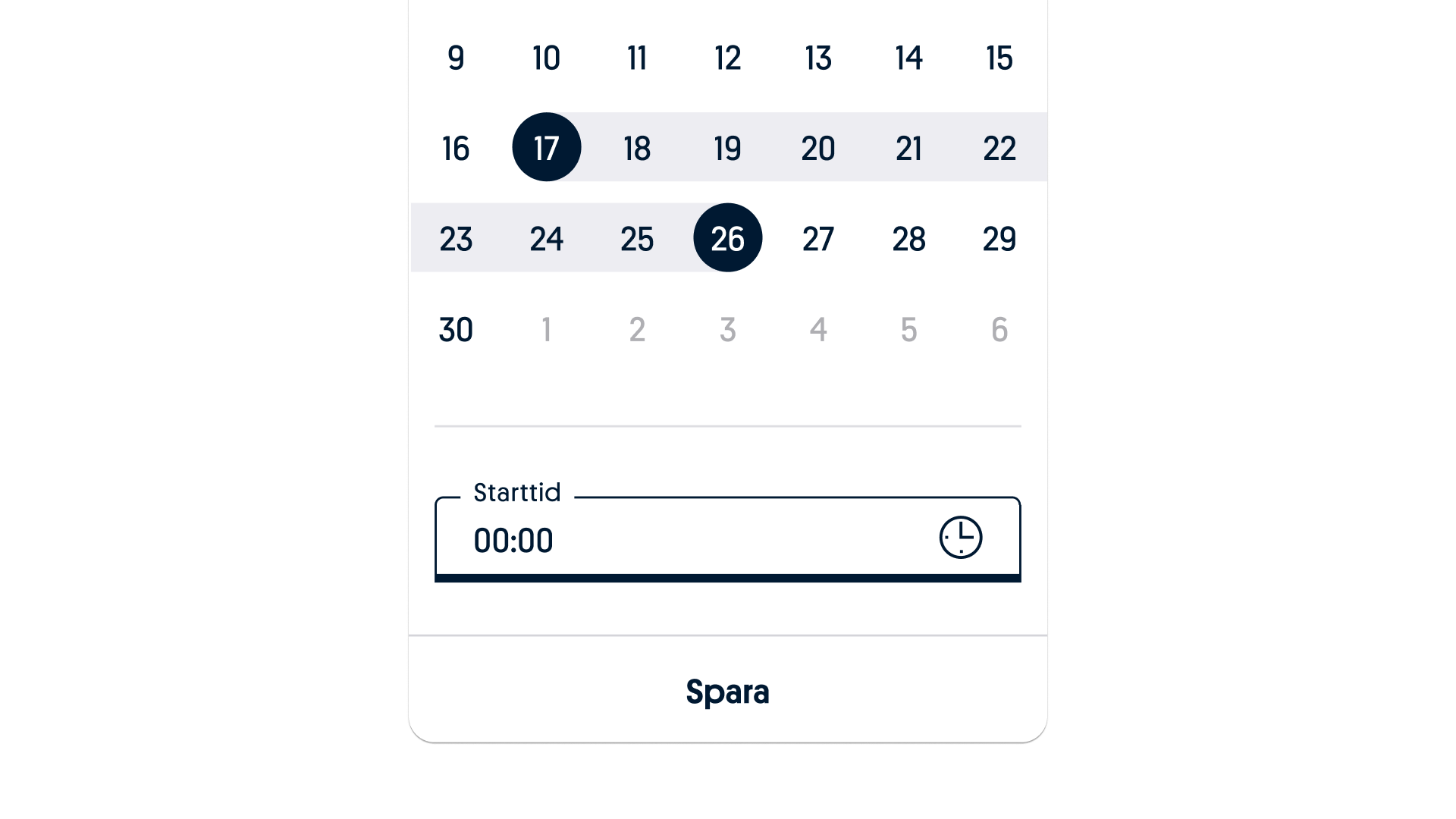 Datepicker with range and time