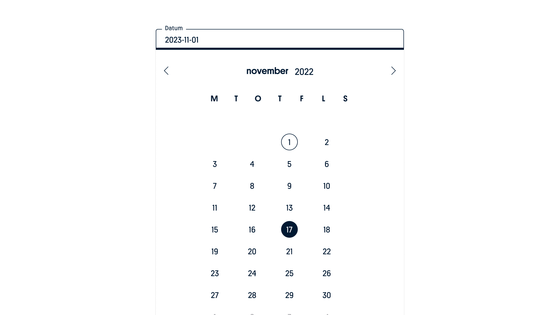 Don´t:Resize the date picker to fit the view 