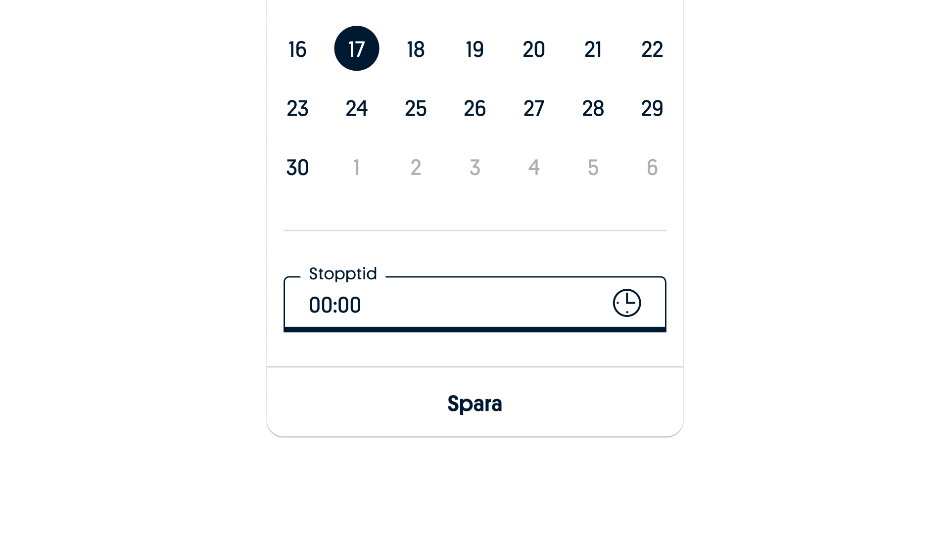Datepicker with end time