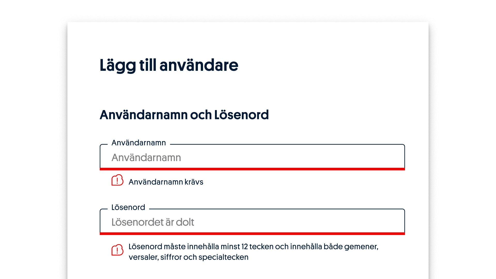 Two input fields with errors