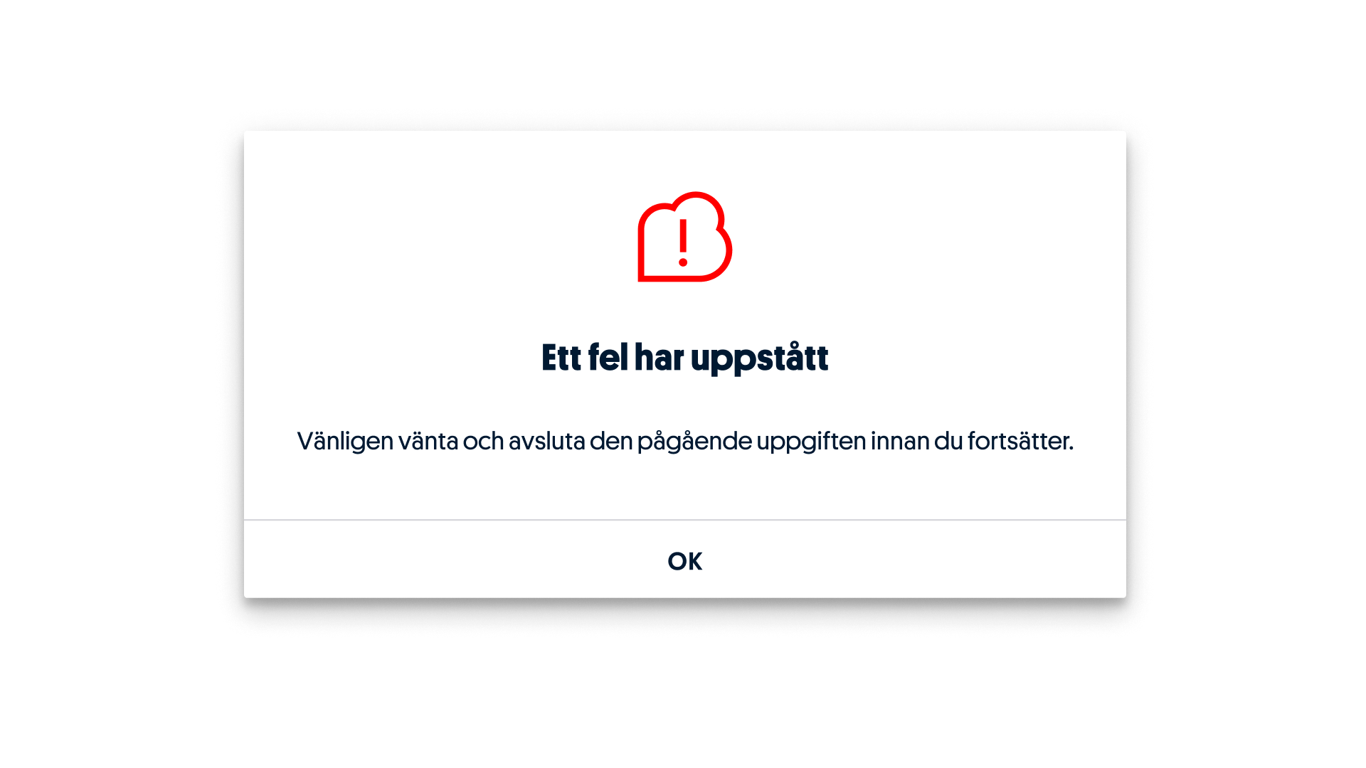 Error due to incompatible actions
