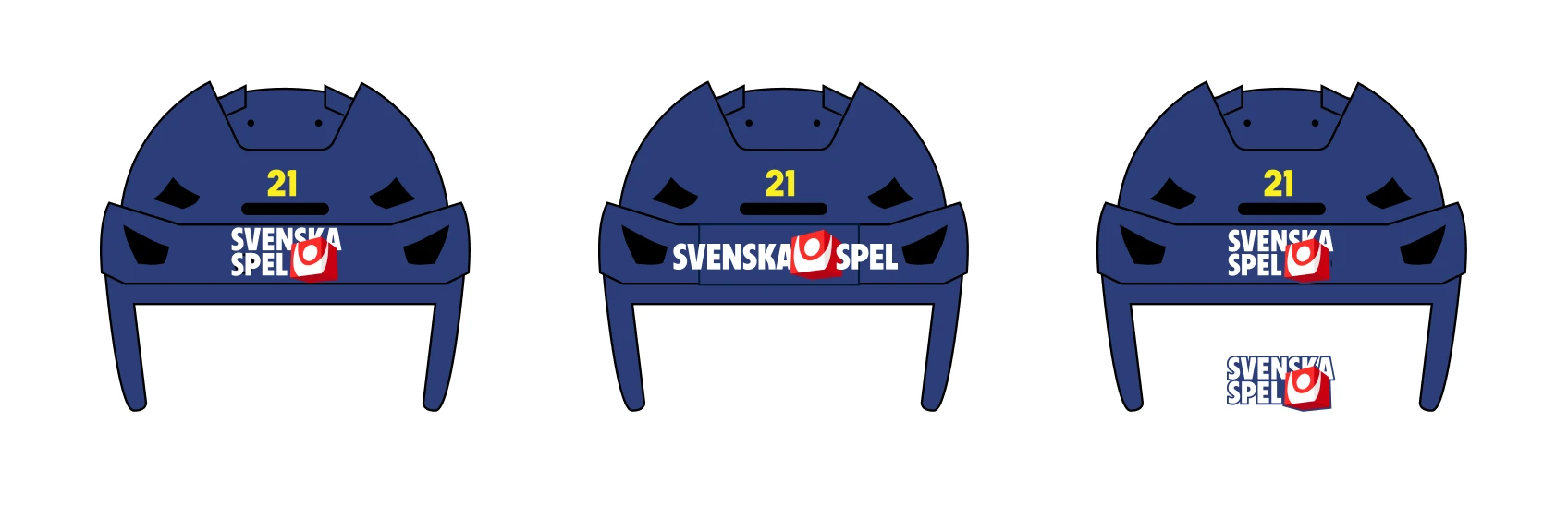 Svenska Spels logotyp applicerad på kläder och utrustning