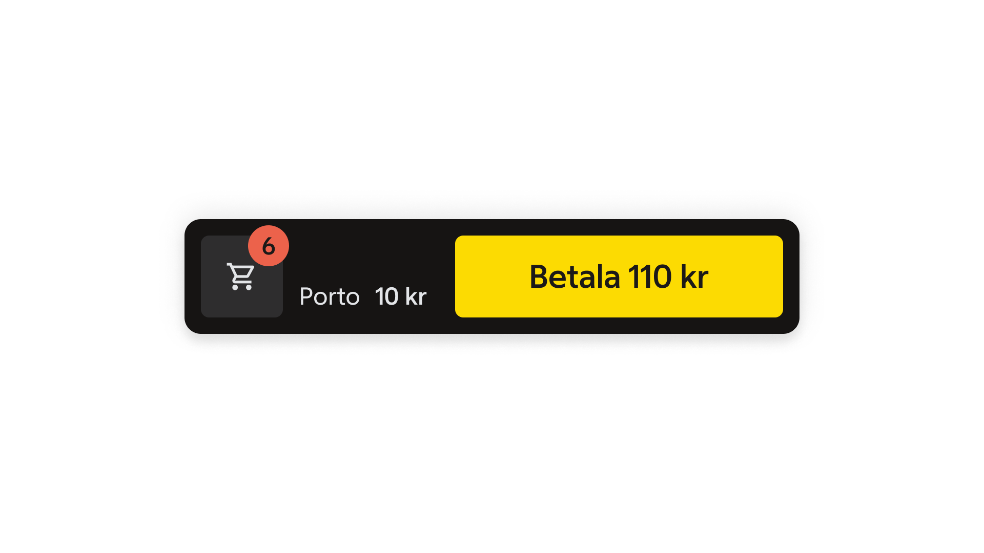 floating action bar: Badge displaying total items in cart.