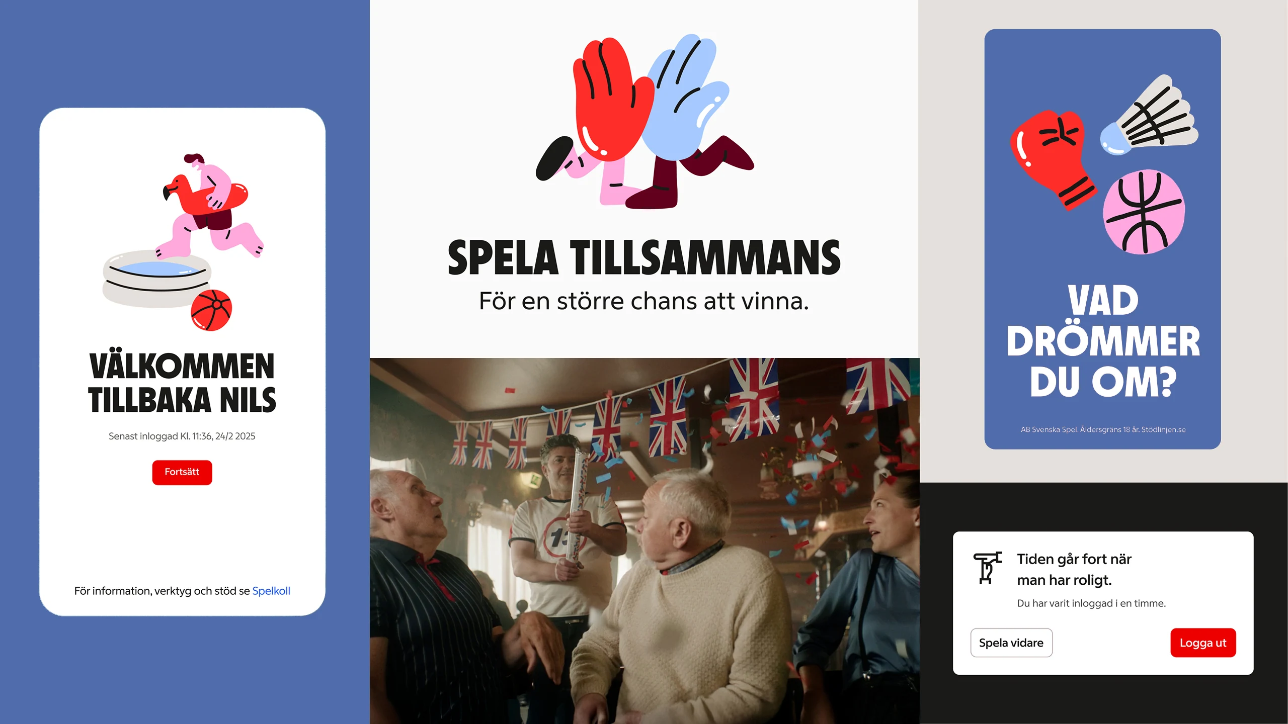 Exempel på Stryktipsets ikoner och illustrationer i digital kommunikation