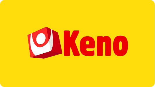 Kenos logotyp i färg mot gul bakgrund