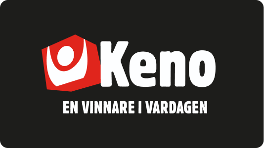 Kenos logotyp i färg med vit text och payoffen En vinnare i vardagen mot mörk bakgrund