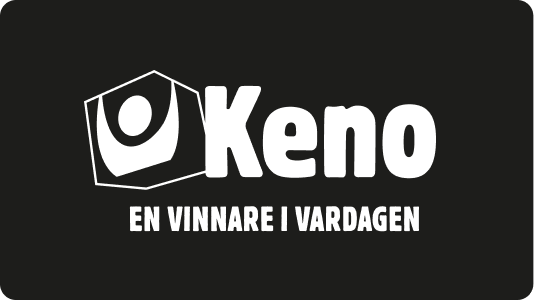 Kenos logotyp i vit konturversion med payoffen En vinnare i vardagen mot mörk bakgrund