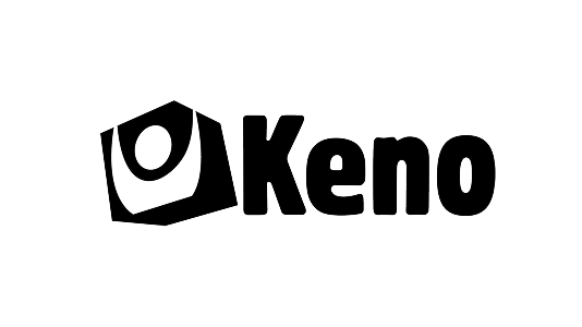 Kenos logotyp i svart mot vit bakgrund