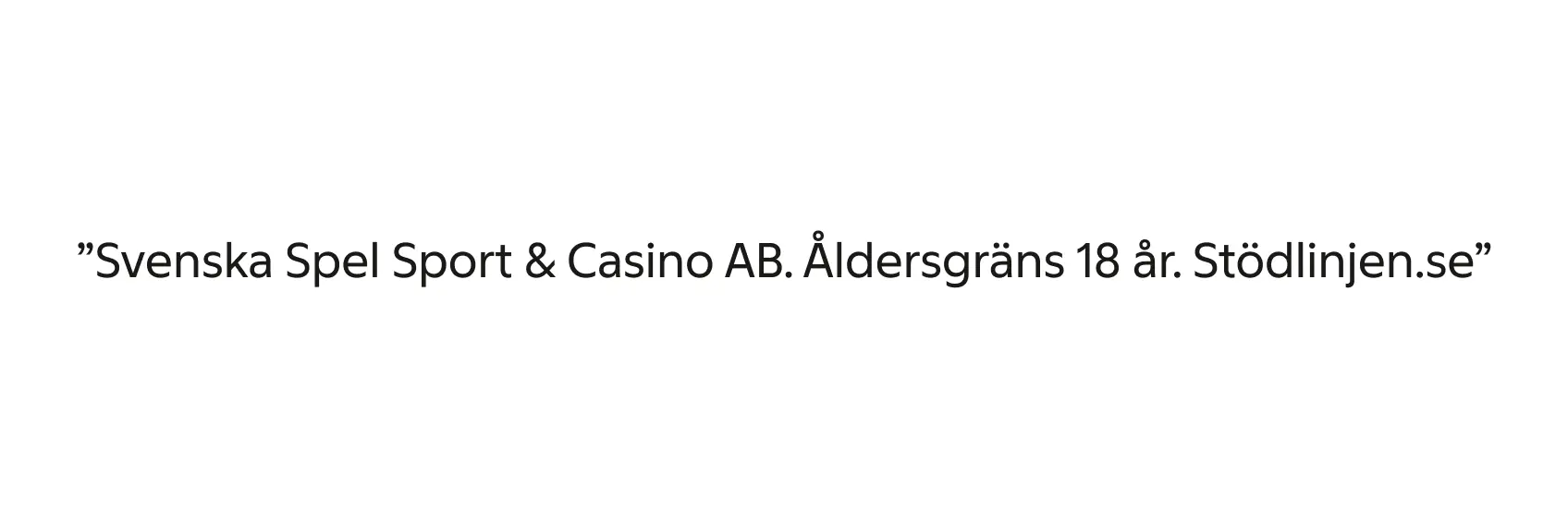 Exempel på placering av legaltext för Sport & Casino