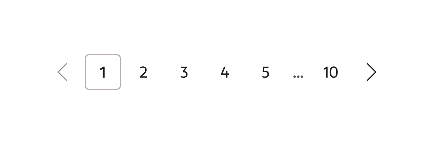 Pagination with page numbers one to ten