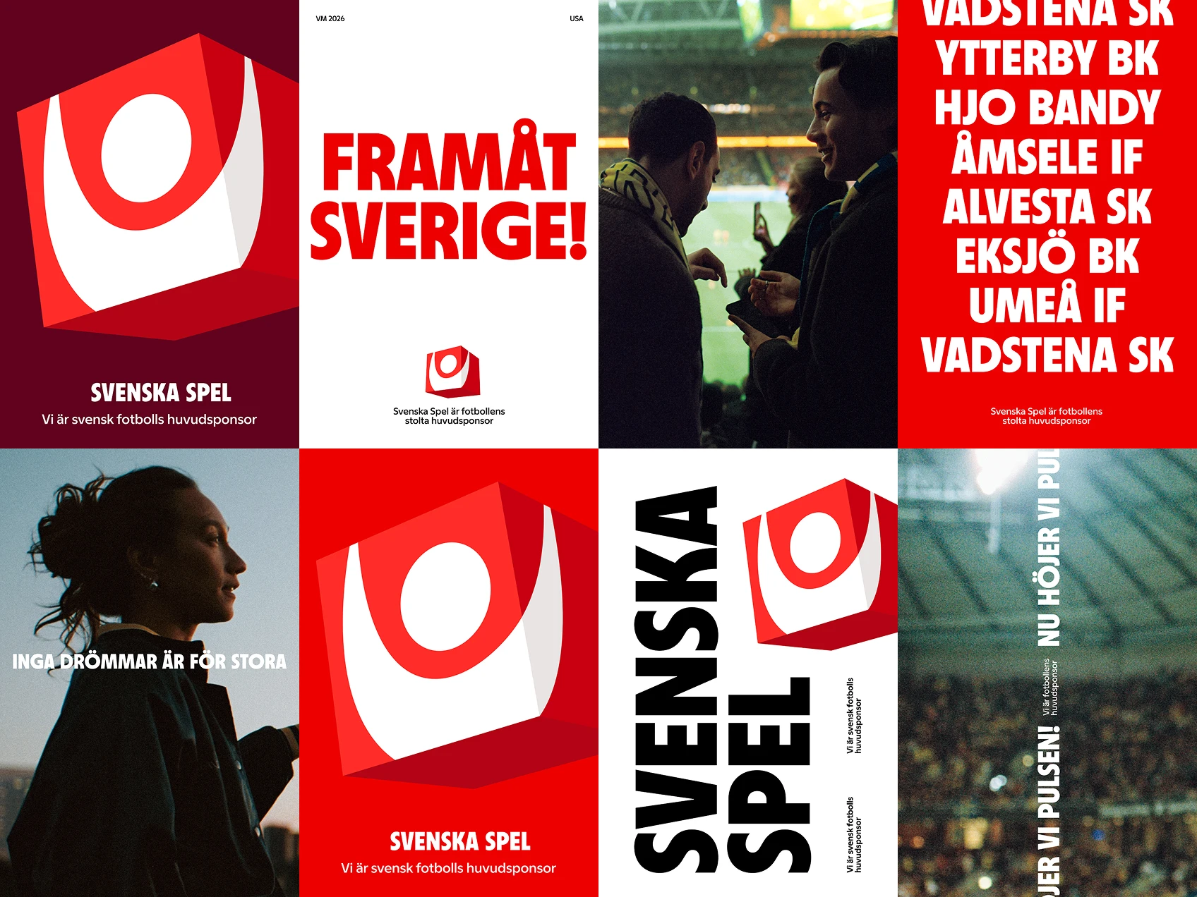 Affischvägg i stort format med färg, typografi och bild