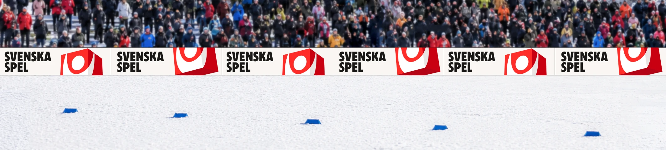 Kombination av sponsringsskyltar på 1×4 meter med ordbild och Vinnarkub