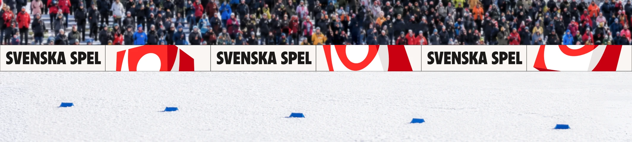 Kombination av sponsringsskyltar på 1×4 meter med färgfält