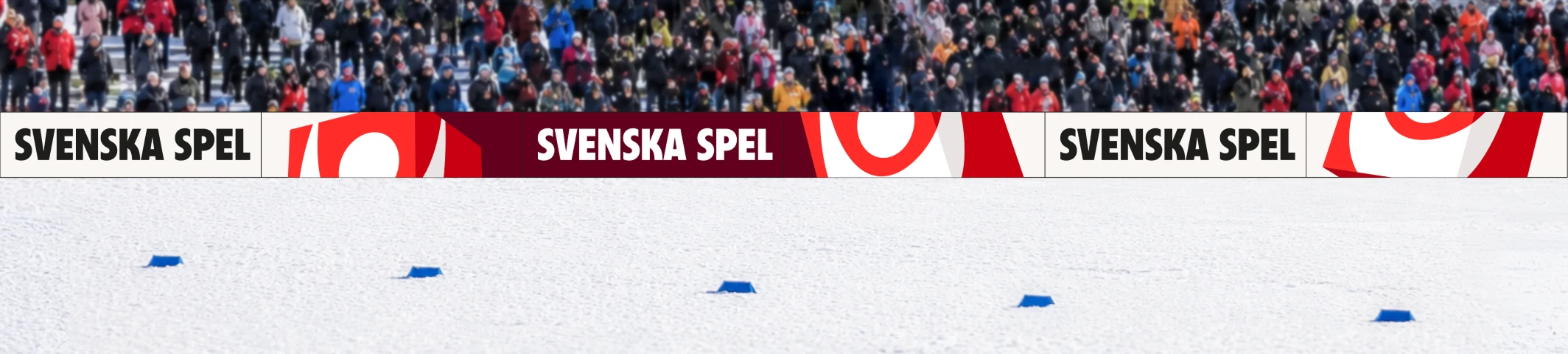 Kombination av sponsringsskyltar på 1×4 meter med Vinnarkub över skarven