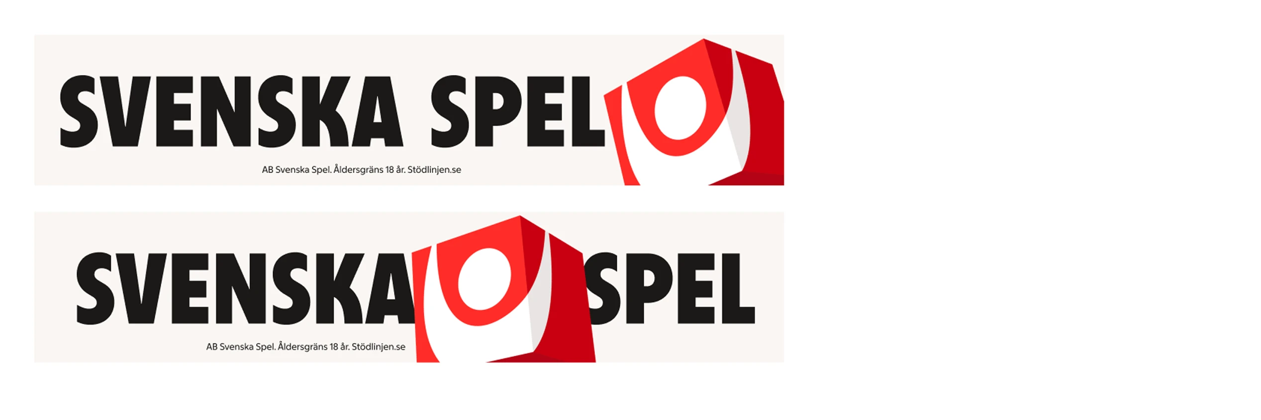 Flera Svenska Spel-sponsringsskyltar arrangerade i en dynamisk komposition