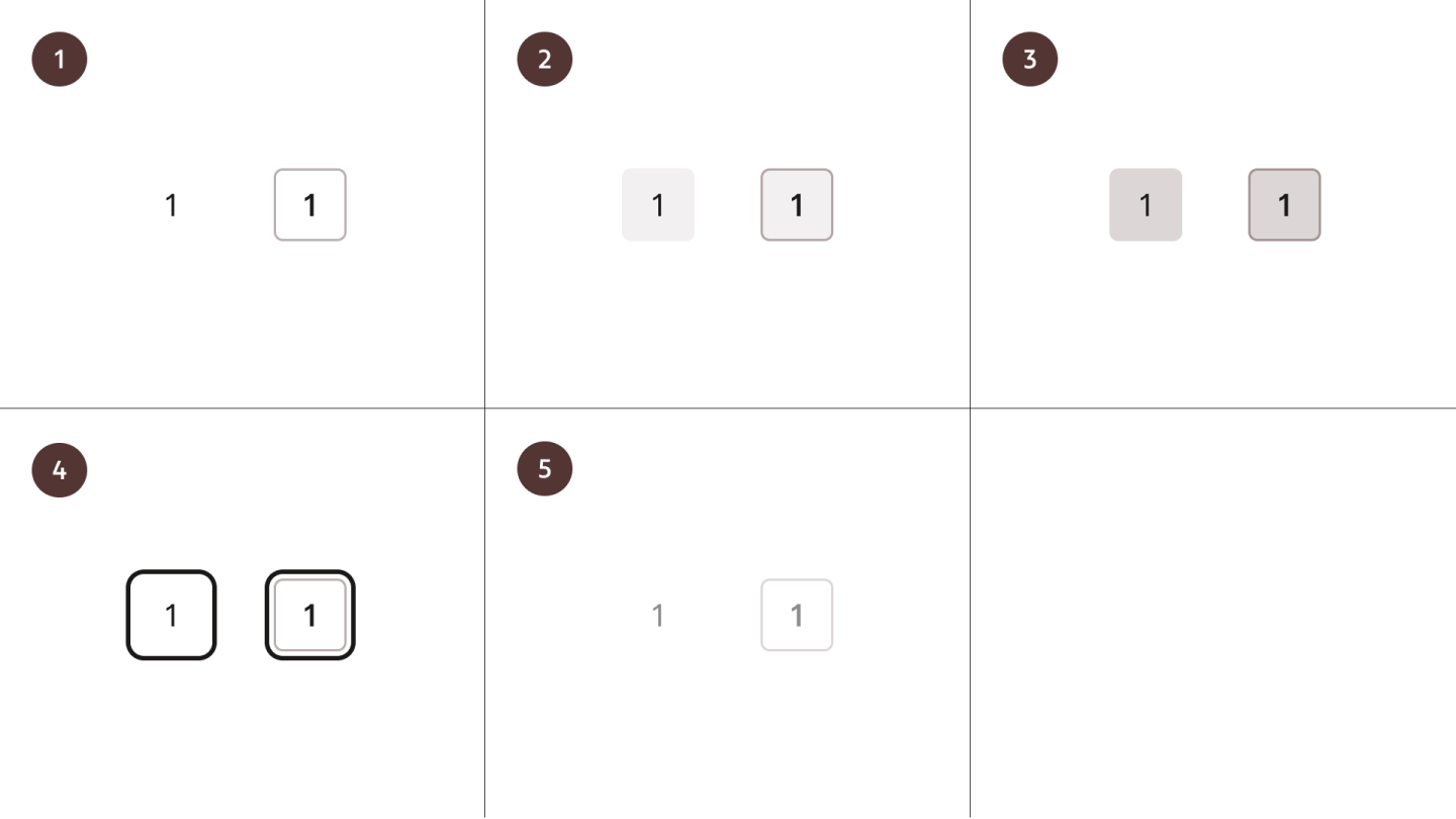 Page item states in both selected and not selected configuration