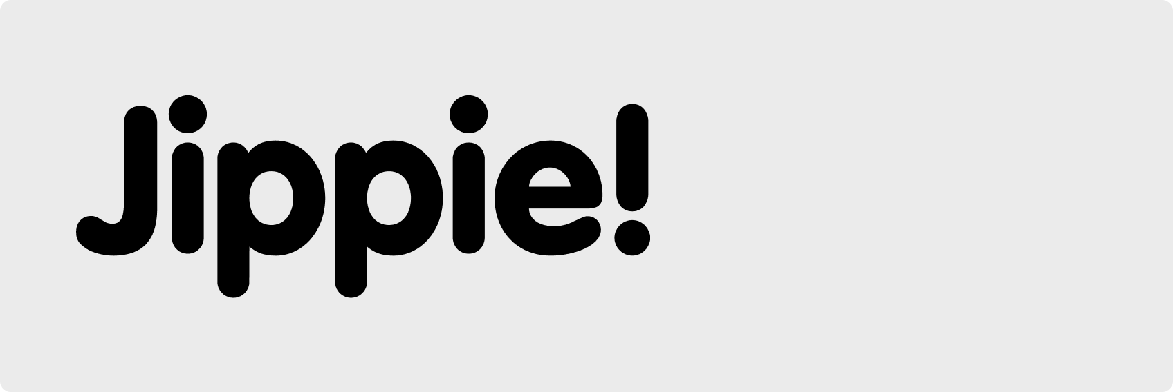Ordet Jippie! satt i Svenska Spel Plan Bold som visar typsnittets karaktär