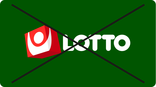 Felaktig användning där Lottos symbol överlappar ordbilden, överstruket med kryss
