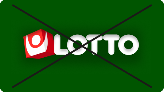 Felaktig användning där Lottos logotyp har en slagskugga, överstruket med kryss