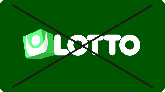Felaktig användning där Lottos symbol har färgats om till grön, överstruket med kryss