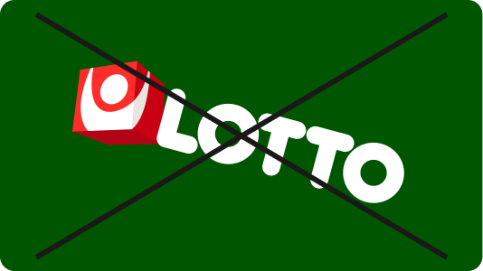 Felaktig användning där Lottos logotyp är lutad i en vinkel, överstruket med kryss