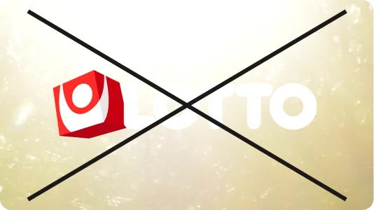 Felaktig användning där Lottos logotyp har för låg kontrast mot en ljus bakgrund, överstruket med kryss